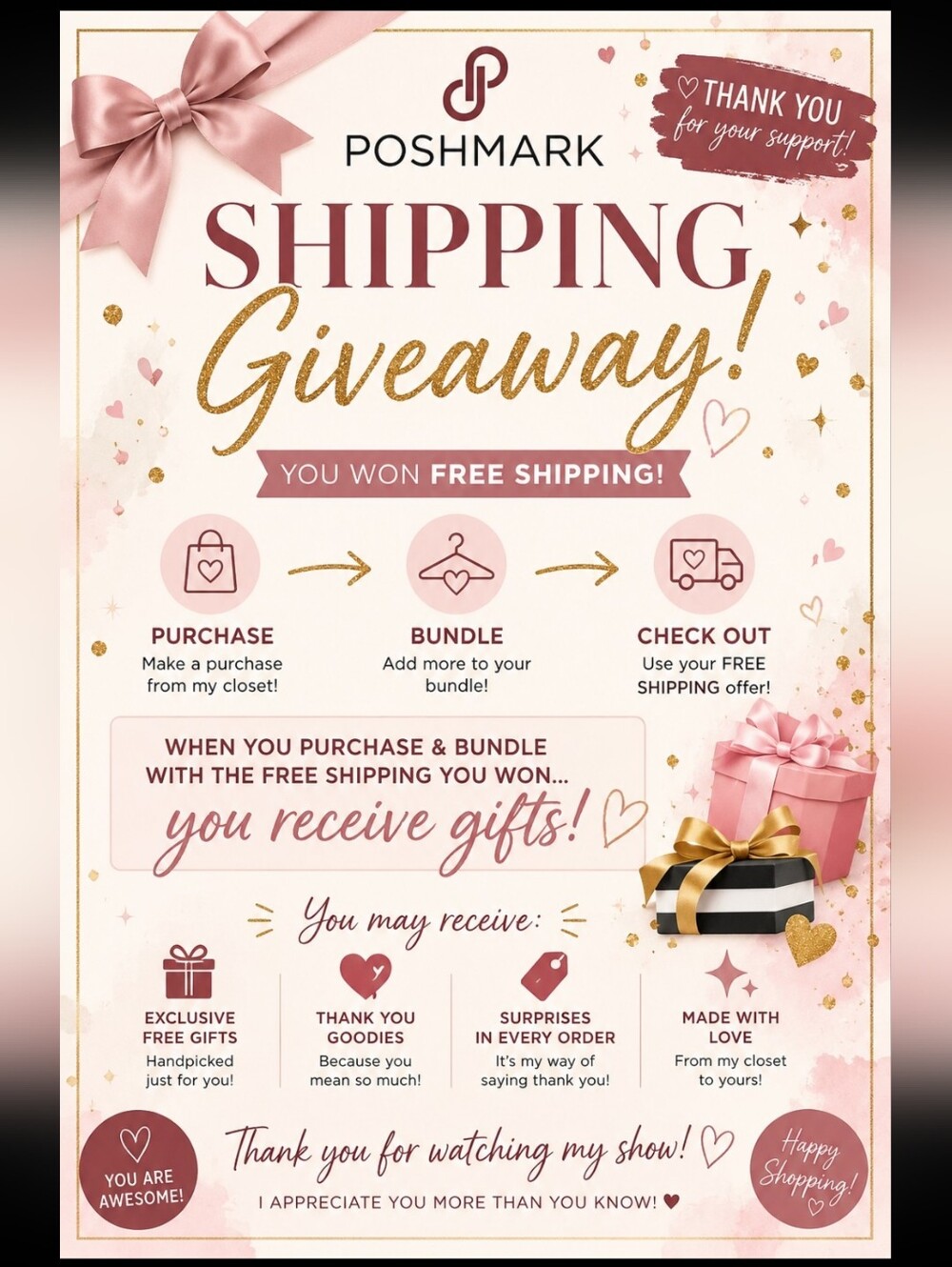 Poshmark FREE Shipping Giveaway. BUNDLE To Win Prizes